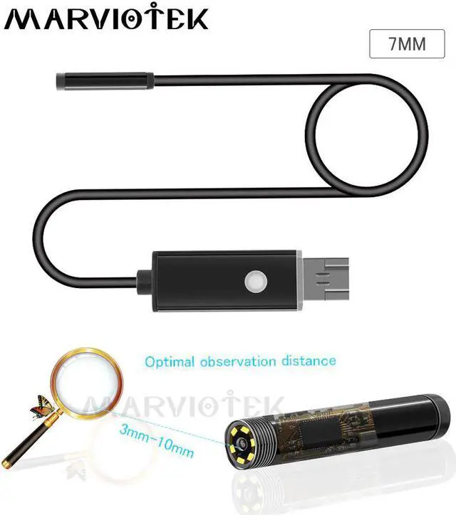 Alt view image 2 of 5 - 2m 5m 10m 7mm 2 in 1 Mini Camera HD USB endoscope camera Android Tube Waterproof Snake Borescope USB Inspection 6 LED endoscope