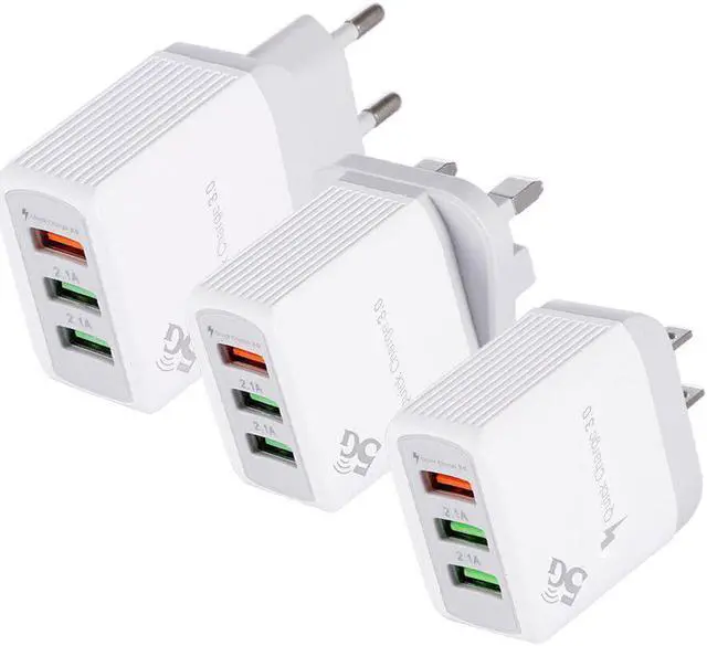 Main image of 3 Port Fast Quick Charging Wall Charger QC 3.0 USB Hub Power Adapter EU/US and UK Plug