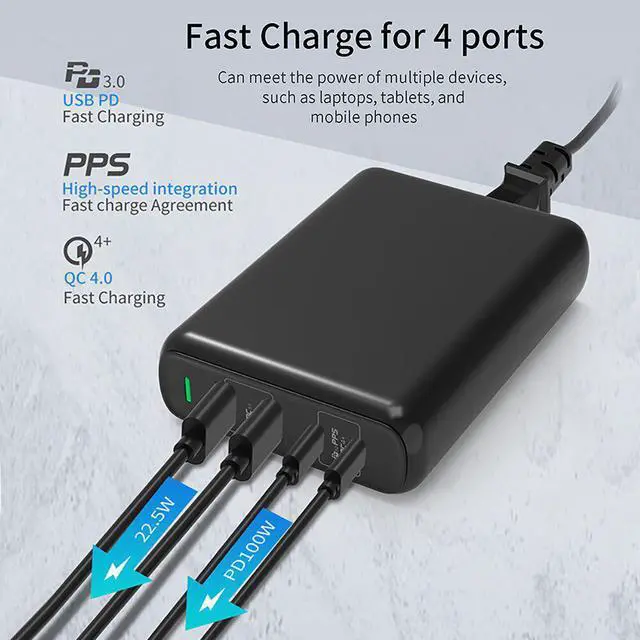 Alt view image 5 of 5 - GaN  Quick Charge 4.0 PD HUB dual TYPE-C 100W charger multi-port usb-C fast charging head suitable for Apple MacBook
