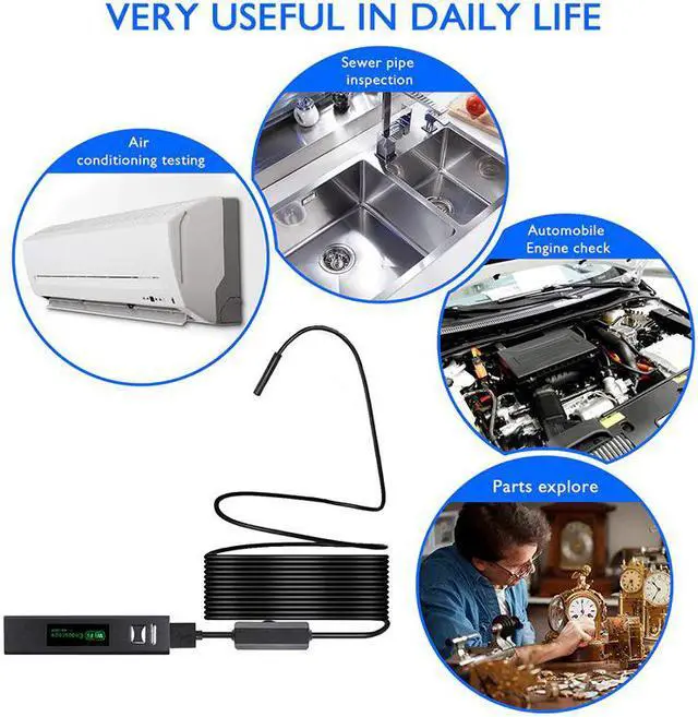 Alt view image 2 of 5 - wifi Endoscope Camera HD1200P soft hard wire 8pcs adjustable LED 8MM lens wireless car Inspection Borescope camera android