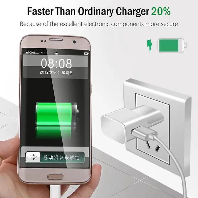 Alt view image 5 of 5 - 15W Charger For  Adaptive Fast Charge 5V3A Power Adapter USB 3.0 Type C Data Cable For Galaxy S10 S20 Note 8 9 10 A50 A70