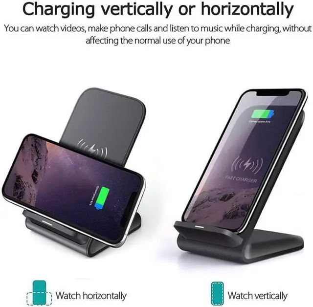 Alt view image 2 of 5 - 15W Fast Qi Wireless Charger Stand Dock Mobile Phone Chargers For Samsung Galaxy S20 + iPhone 11 XS