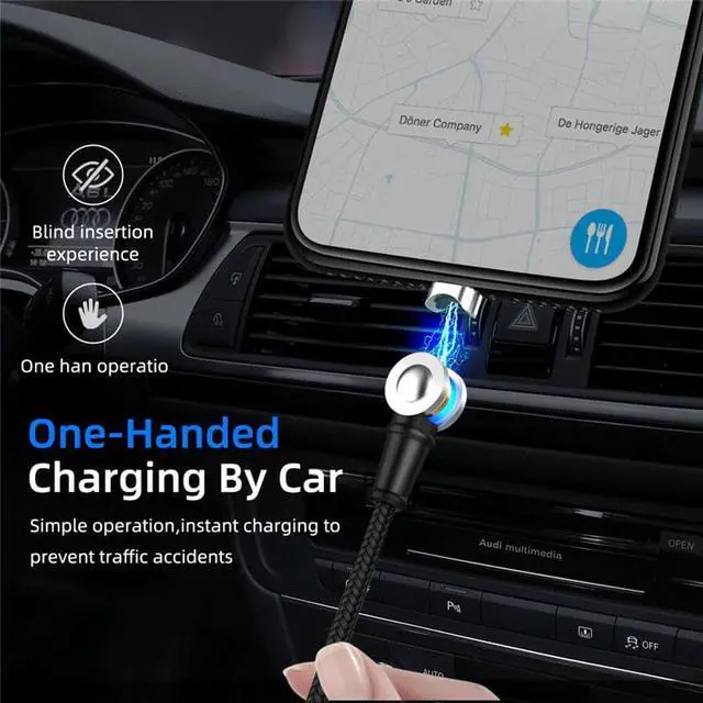 Alt view image 5 of 5 - 3 IN 1 USB Magnetic Cable 180 Degree  Rotation Fast Charging for iPhone Type C Micro USB Charge Ports Mobile Phones Charger