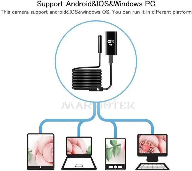 Alt view image 2 of 5 - WIFI Endoscope Camera HD Waterproof Soft Cable Inspection Camera 8mm 720P USB Endoscope Borescope IOS Endoscope For Iphone