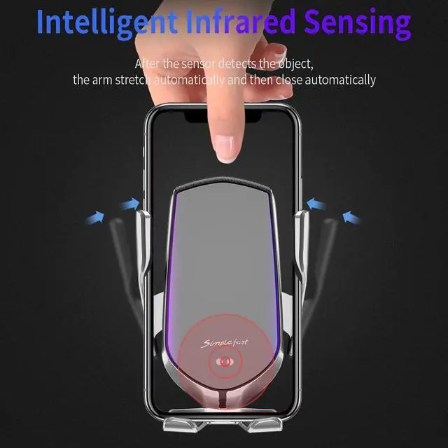 Alt view image 5 of 5 - Automatic Clamping 10W Car Wireless Charger for iPhone XS 11 Pro Samsung Xiaomi Infrared Sensor Car Phone Holder Charger