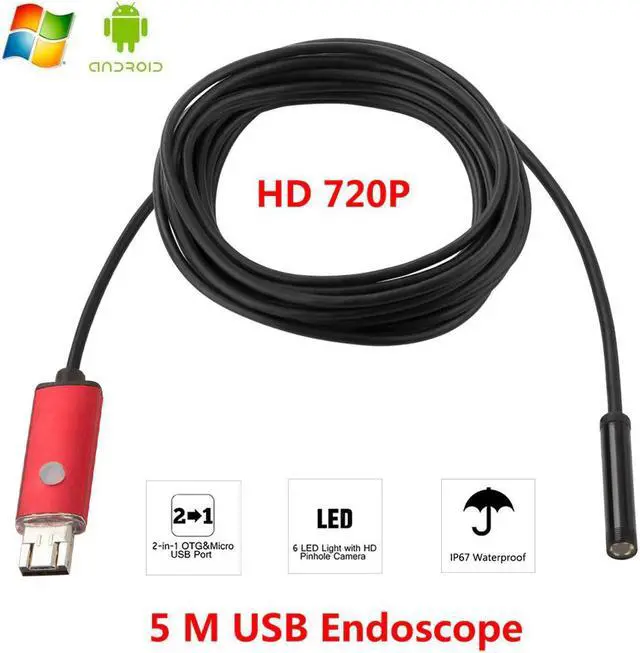 Alt view image 5 of 5 - 1M 2M 5M 10M USB Android Endoscope Camera 8mm Flexible Snake Inspection Camera HD 720P for Android Smartphone PC