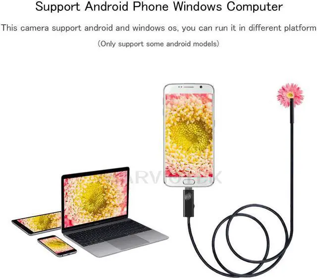 Alt view image 4 of 5 - 2m 5m 10m 7mm 2 in 1 Mini Camera HD USB endoscope camera Android Tube Waterproof Snake Borescope USB Inspection 6 LED endoscope