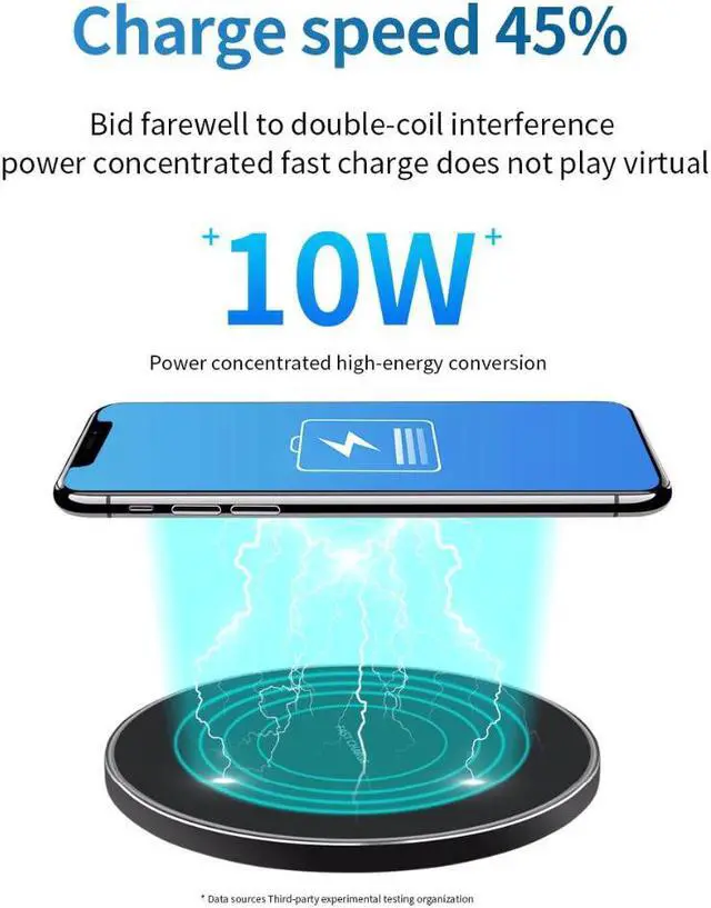 Alt view image 2 of 5 - 10W Fast Wireless Charger For  Galaxy S10 S20 S9 Note 10 9 USB Qi Charging Pad for iPhone 11 Pro XS Max XR X 8 Plus