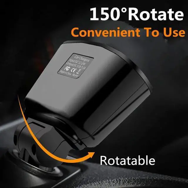 Alt view image 5 of 5 - Charger 3.1A 2 Port Cigarette Lighter Socket Splitter Plug LED Display  Charger Adapter For iPhone  Phone MP3 DVR