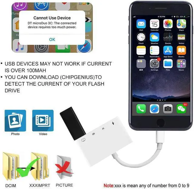 Alt view image 3 of 5 - 4 In 1 SD TF Card Camera Reader USB 2.0 OTG Adapter Cable Lightning To Micro SD Camera Trail Game Reader For IPhone IPad