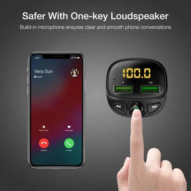 Alt view image 3 of 5 - 3.4A Fast Car Charger Fm Transmitter Bluetooth Dual USB Mobile Car Phone Charger Fast Charging MP3 TF Card Music Car Kit