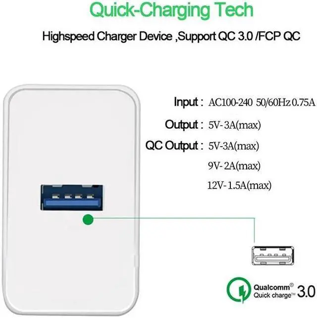 Alt view image 5 of 5 - 18W USB Charger Quick Charge 3.0 EU Plug Mobile Phone Travel Wall Fast Charger Power Adapter For iPhone 11