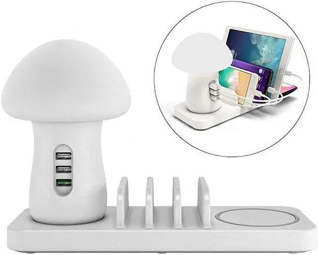 Alt view image 2 of 5 - Charging Station for Multiple Devices 5 Port Quick Charger Desk Docking Organizer with 3.0 Compatible with iPhone iPad