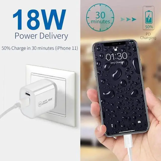 Alt view image 2 of 5 - 18W PD QC 3.0 Dual USB Charger Quick Charge EU US EU AU Plug for iPhone X 8 plus Note 9 10 Power Delivery Mobile Phone Adapter