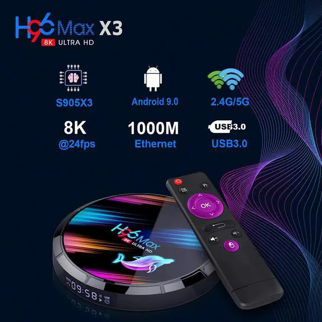 Alt view image 4 of 5 - Max X3 S905X3 tv box android 9 8K Amlogic 128G/64G/32G with 2.4G&5G Wifi 1000M lan bluetooth usb3.0 optional g30 air mouse