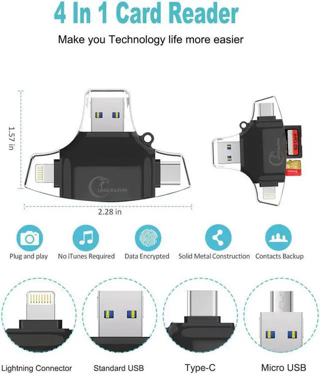 Alt view image 3 of 5 - SD Card Reader microSD Adapter microsd Cardreader SDHC SDXC TF usb c OTG Memory Stick duo RS MMC Adaptador for iphone