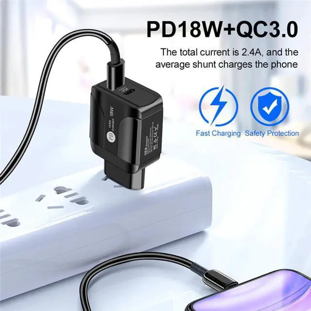 Alt view image 2 of 5 - USB Charger Quick Charge QC 3.0 PD Charger 18W QC3.0 USB Type C Fast Charging For IPhone 11Pro 8 X Google Charger Adapter
