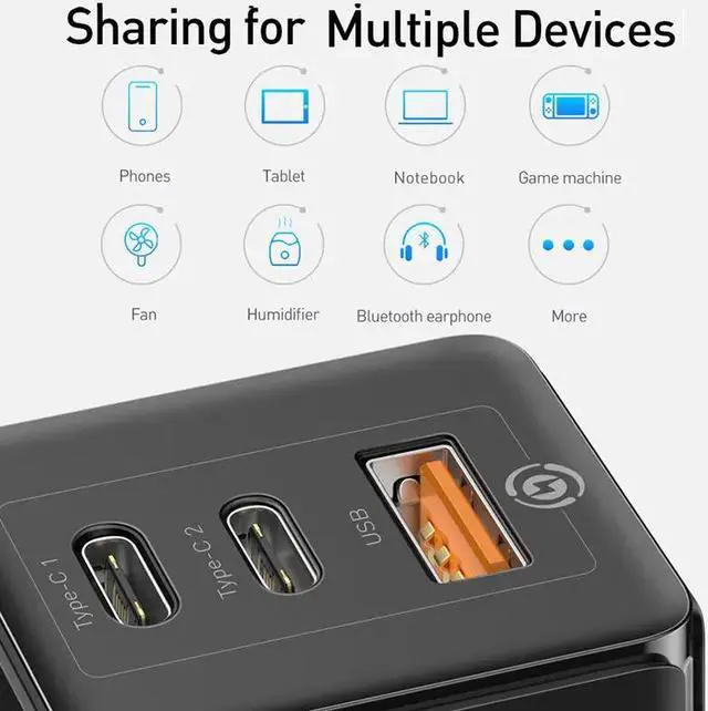 Alt view image 5 of 5 - GAN 65W USB C Charger Quick Charge 4.0 3.0 QC4.0 QC PD3.0 PD USB-C Type C Fast USB Charger For Macbook Pro iPhone