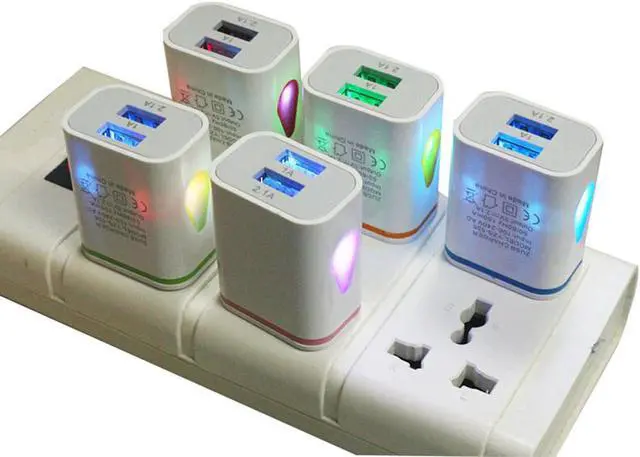 Alt view image 2 of 5 - 2.1A LED Dual USB Phone Charger Adapter EU US Plug Fast Charging Wall Travel AC Charger Adapter For iPhone 7/7Plus