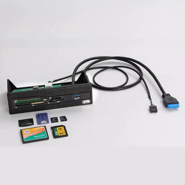 Alt view image 4 of 5 - 5.25" Bay Mesh All In one USB Front Panel CF/XD/MS/M2/SD/TF Internal USB 2 .0 Card Reader USB Flash Memory,1 USB 3.0 Port