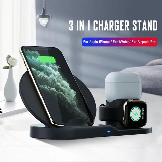 Alt view image 3 of 5 - Charge 3 In 1 Wireless Charger For Iphone 11 Pro Charger Dock For  Watch 5 4  Pro Wireless Charge Stand 10W