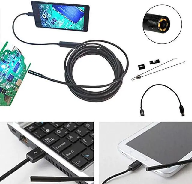 Alt view image 5 of 5 - 1M 2M Snake Wire 5.5mm 7mmLens Endoscope USB Camera PC/Android Borescope Camera Inspection Endoscope
