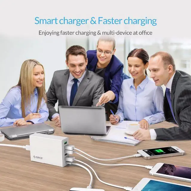 Alt view image 4 of 5 - QC2.0 Quick Charger Type-C 3.1A USB Desktop Charger 6 Port Smart Charger for Mobile Phone Tablet
