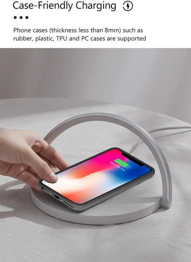 Alt view image 4 of 5 - Qi Fast Charger Table Lamp Night Light Phone Holder Stand Pad LED Desk Lamp For iPhone    Charging