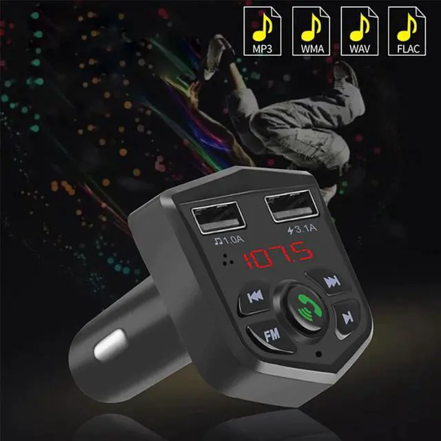 Alt view image 4 of 5 - Car Bluetooth 5.0 FM Transmitter Wireless Handsfree Audio Receiver Auto MP3 Player 3.1A Dual USB Fast Charger Car