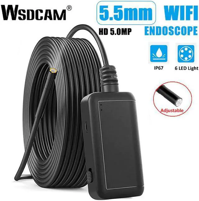 Main image of F220 WIFI Endoscope Camera IP67 Waterproof Hard Cable Inspection Cameras 5.5mm 6 LED Endoscope Borescope for IOS Android