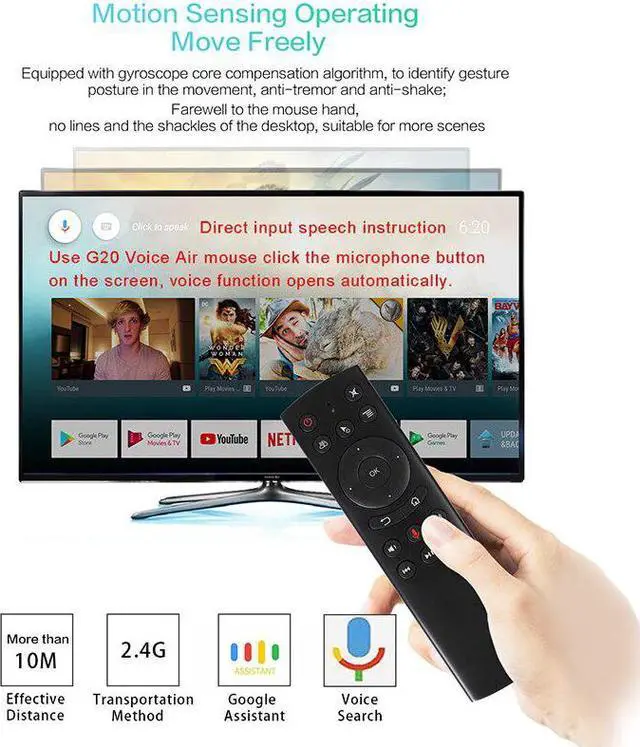Alt view image 2 of 5 - Remote Control 2.4G Wireless Air Mouse Gyro Voice Control Sensing Universal Mini Keyboard Remote Control For Android TV Box