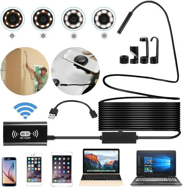 Alt view image 2 of 5 - 8mm 5M Endoscope Camera Borescope HD1200P USB Inspection Camera Waterproof IP68 Flexible Mini Endoscope Camera for Android PC