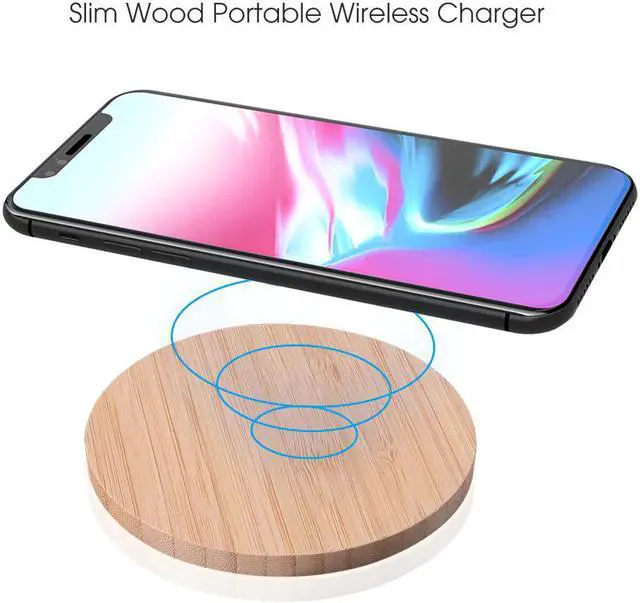 Alt view image 5 of 5 - Qi Wireless Charger Slim Wood Pad Charging Mat For Samsung Galaxy Note 9 iphone wireless charger mobile phone charger charging