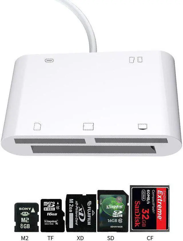 Alt view image 2 of 5 - In 1 SD TF SDHC CF XD M2 Memory Card Reader for IPhone X XS MAX XR CF Card Writer for IPhone 11 PRO 12 6 7 8 Plus for IPAD