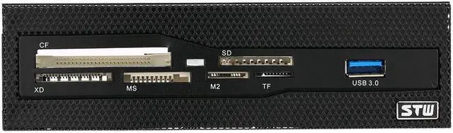 Alt view image 3 of 5 - 5.25 front panel USB 3.0 Internal Card Reader Media Dashboard PC Front Panel All In 1 Card Readers Support CF XD MS M2 TF SD