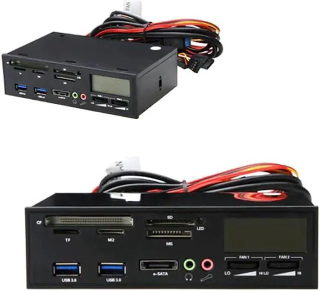 Alt view image 2 of 5 - 5.25" All In One Media Dashboard Front Panel Multifunction USB3.0 Card Readers PC Multi Card Reader