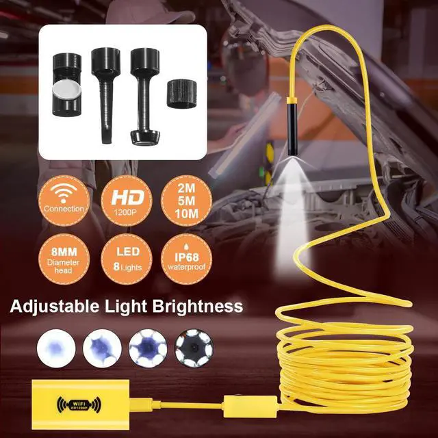 Main image of Endoscope Camera 2/5/10M HD 1200P 8mm 8 LED Mini Waterproof Hard Cable Inspection Camera USB Borescope for Iphone PC IOS