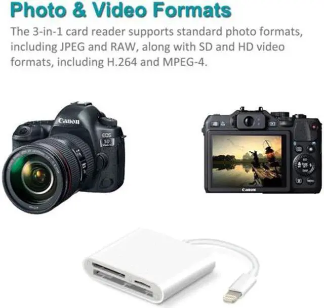 Alt view image 5 of 5 - TF CF Card Reader Digital Camera Kit Compatible OTG Data Cable Needn't APP For Apple iPhone iPad Mini / Pro Air iOS Lightning