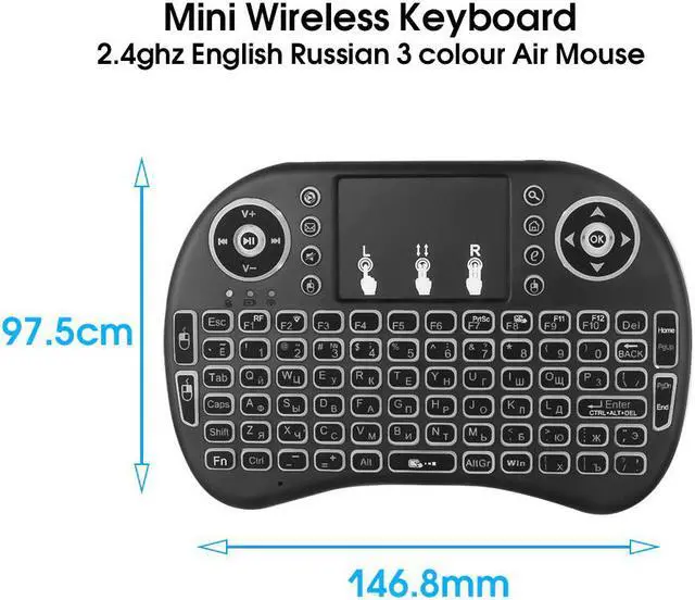 Alt view image 5 of 5 - i8 Mini Wireless Keyboard 2.4ghz English Russian 3 colour Air Mouse with Touchpad Remote Control Android TV Box