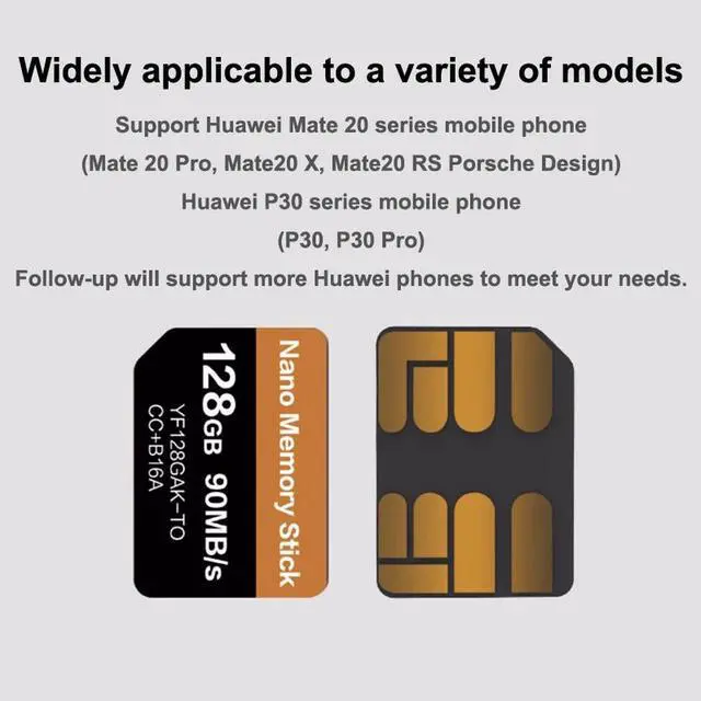 Alt view image 2 of 5 - For Huawei Mate20/P30 Pro NM Card Nano Memory Card 128GB 90MB/S NM-Card With USB3.1 Gen 1 Type-C Dual Use TF/NM Card Reader