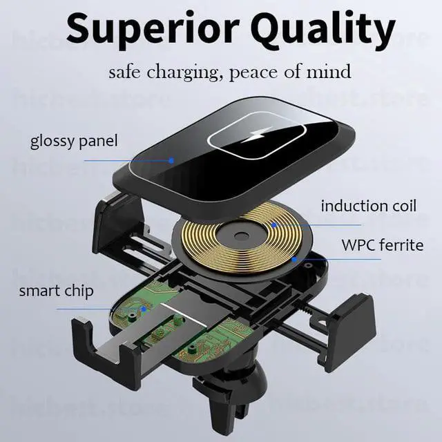 Alt view image 2 of 5 - 15W Wireless Car Charger Phone Holder for iPhone Wireless Charging Car Induction Charger Mount for iPhone 12 SE 11 8 Samsung S20