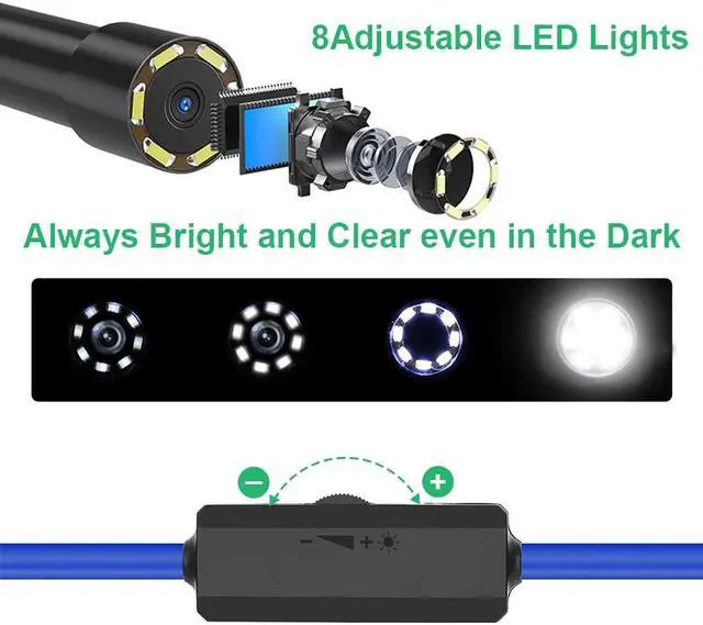 Alt view image 5 of 5 - 8mm IOS Android USB WiFi Endoscope Inspection Camera HD 8 Adjustable LED Light IP68 Waterproof Endoscope for Car Repair Tools