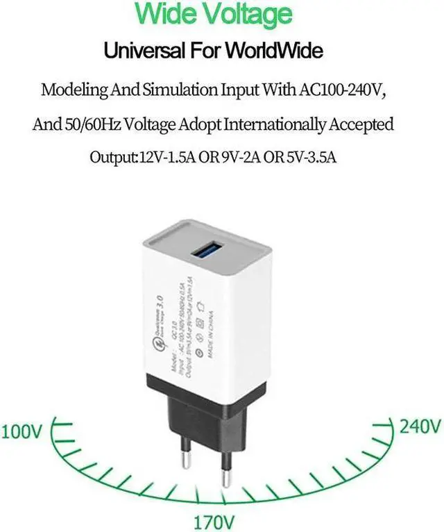 Alt view image 4 of 5 - Charger Quick Charge QC3.0 Travel Wall Fast Charging Adapter For iPhone 6S 7  S8 Tablet EU Plug Mobile Phone Chargers