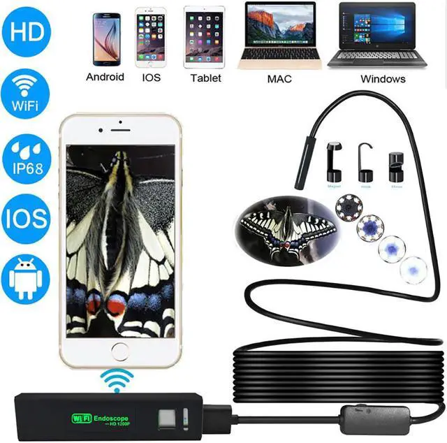 Alt view image 5 of 5 - 8MM HD Wifi Endoscope Android IOS Waterproof WIFI Inspection Camera Borescope Snake Video Cam Built In Battery Hard Wire