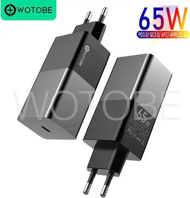 Alt view image 3 of 5 - 65W fast GaN mini Wall Charger,USB C PD 65W QC3.0 for TYPE C Thunderbolt 3 laptop iphone11/SE S10/S20/Note 10/9 XPS 13/15/17