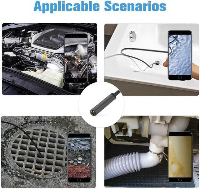 Alt view image 3 of 5 - 2m 1.5m 1m Mini 5.5mm Lens Snake Endoscope Camera Hard Semi-rigid Borescope Car Inspection Camera for Smartphone Android PC