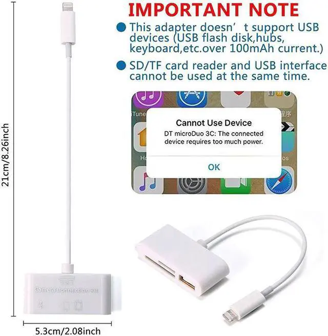 Alt view image 2 of 3 - 1Pcs Lightning To SD Card Camera Reader Connector Micro USB Adapter For IPhone IPad
