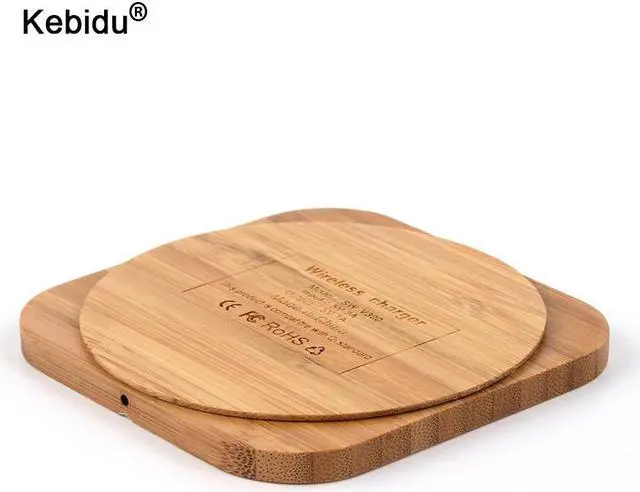 Alt view image 2 of 5 - Portable Qi Wireless Charger Slim Wood Charging Pad For iPhone 8 Plus X Wireless Phone Charger For Samsung S6 S7 S9 S8