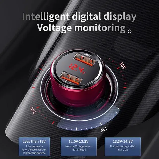 Alt view image 2 of 5 - 45W Car Charger Dual USB Type C Mobile Phone Charger Metal Car Charging QC3.0 4.0 Quick Charge for iPhone