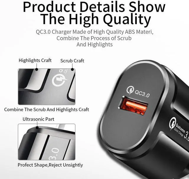 Alt view image 3 of 5 - Quick Charge 3.0 Fast Mobile Phone Charger EU Plug Wall USB Charger Adapter for iPhone 6 7 8 X MAX QC3.0 for Samsung Xiaomi